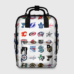 Рюкзак женский Команды НХЛ на белом фоне, цвет: 3D-принт