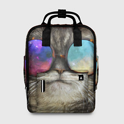 Женский рюкзак A Cat with multicolored glasses