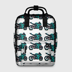 Рюкзак женский Motorbike light blue, цвет: 3D-принт