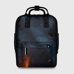 Рюкзак женский Разорванный синий камуфляж с огнем, цвет: 3D-принт