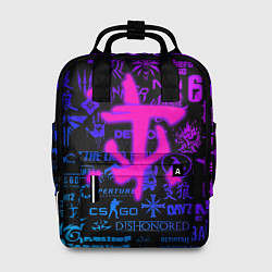 Рюкзак женский Doom логотипы игр неон, цвет: 3D-принт