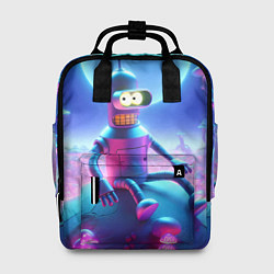 Женский рюкзак Bender bending robot on the amazing neon mushroom