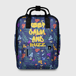 Женский рюкзак Keep calm and buzz - пчелы и цветы