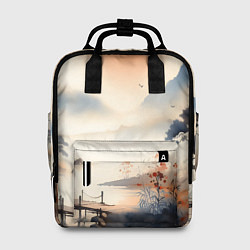 Женский рюкзак Таинственный Японский пейзаж - акварель