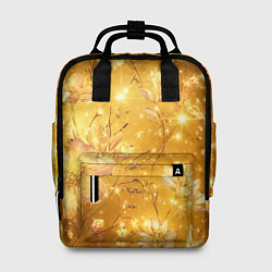 Женский рюкзак Цветочный золотой с искрами
