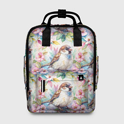 Рюкзак женский Воробей в ярких цветах паттерн, цвет: 3D-принт