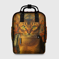 Женский рюкзак Абиссинская кошка на фоне кирпичной стены с граффи