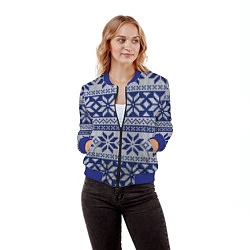 Бомбер женский Синий свитер, цвет: 3D-синий — фото 2