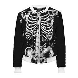 Бомбер женский Floral Skeleton, цвет: 3D-белый