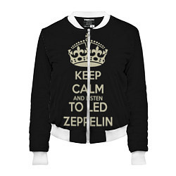 Бомбер женский Keep Calm & Led Zeppelin, цвет: 3D-белый