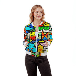 Бомбер женский Картинка-мозаика, цвет: 3D-белый — фото 2