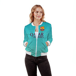 Бомбер женский Barcelona FC: Aqua, цвет: 3D-белый — фото 2