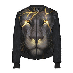 Бомбер женский Лев с молнией, цвет: 3D-черный