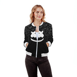 Бомбер женский Marshmello Black, цвет: 3D-белый — фото 2