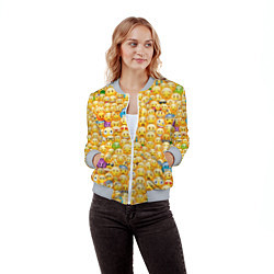 Бомбер женский Смайлики Emoji, цвет: 3D-меланж — фото 2