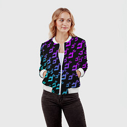 Бомбер женский JOJOS BIZARRE ADVENTURE NEON PATTERN НЕОН УЗОР, цвет: 3D-белый — фото 2