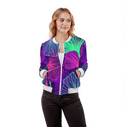 Бомбер женский Neon color pattern Fashion 2023, цвет: 3D-белый — фото 2