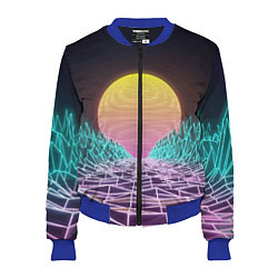 Бомбер женский Vaporwave Закат солнца в горах Neon, цвет: 3D-синий