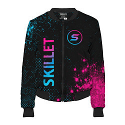 Бомбер женский Skillet - neon gradient: надпись, символ, цвет: 3D-черный