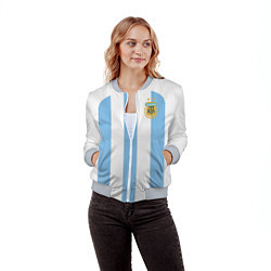 Бомбер женский Сборная Аргентины ЧМ 2022, цвет: 3D-меланж — фото 2