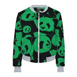 Бомбер женский Panda green pattern, цвет: 3D-меланж