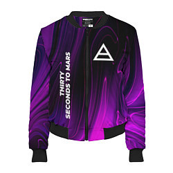 Бомбер женский Thirty Seconds to Mars violet plasma, цвет: 3D-черный