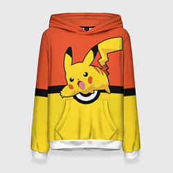 Толстовка-худи женская Pikachu, цвет: 3D-белый