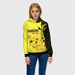 Толстовка-худи женская Pikachu Pika Pika, цвет: 3D-черный — фото 2