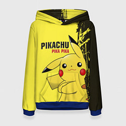 Толстовка-худи женская Pikachu Pika Pika, цвет: 3D-синий