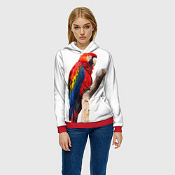 Толстовка-худи женская Яркий попугай, цвет: 3D-красный — фото 2
