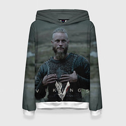 Толстовка-худи женская Vikings: Ragnarr Lodbrok, цвет: 3D-белый