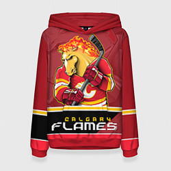 Толстовка-худи женская Calgary Flames, цвет: 3D-красный