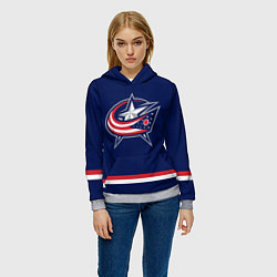 Толстовка-худи женская Columbus Blue Jackets, цвет: 3D-меланж — фото 2