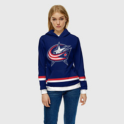 Толстовка-худи женская Columbus Blue Jackets, цвет: 3D-белый — фото 2