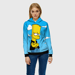 Толстовка-худи женская Задумчивый Барт, цвет: 3D-черный — фото 2