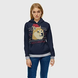 Толстовка-худи женская Doge Such Christmas, цвет: 3D-меланж — фото 2