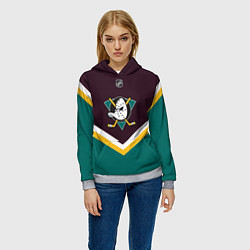 Толстовка-худи женская NHL: Anaheim Ducks, цвет: 3D-меланж — фото 2