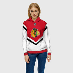 Толстовка-худи женская NHL: Chicago Blackhawks, цвет: 3D-красный — фото 2