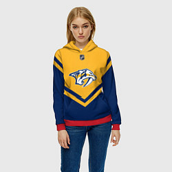 Толстовка-худи женская NHL: Nashville Predators, цвет: 3D-красный — фото 2