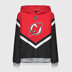 Толстовка-худи женская NHL: New Jersey Devils, цвет: 3D-меланж