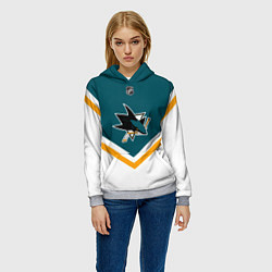 Толстовка-худи женская NHL: San Jose Sharks, цвет: 3D-меланж — фото 2