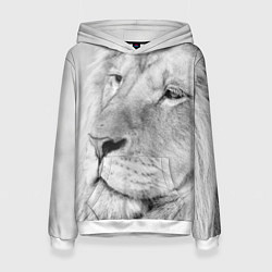 Толстовка-худи женская Мудрый лев, цвет: 3D-белый