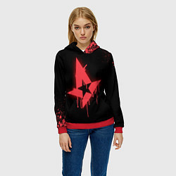 Толстовка-худи женская Astralis: Black collection, цвет: 3D-красный — фото 2