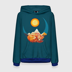 Толстовка-худи женская Лиса под солнцем, цвет: 3D-синий
