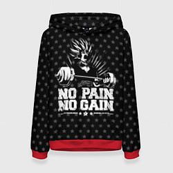 Толстовка-худи женская No Pain No Gain, цвет: 3D-красный