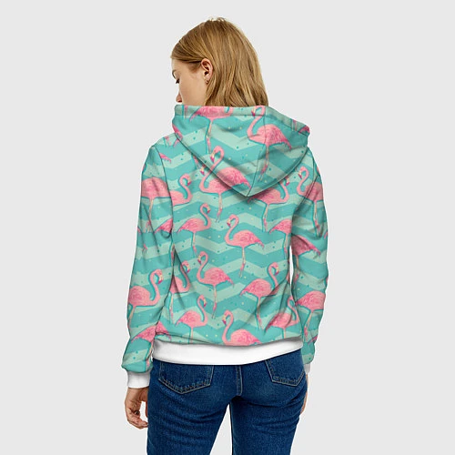 Женская толстовка Flamingo Pattern / 3D-Белый – фото 4