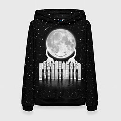 Толстовка-худи женская Лунная мелодия, цвет: 3D-черный