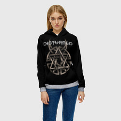 Толстовка-худи женская Disturbed Logo, цвет: 3D-меланж — фото 2