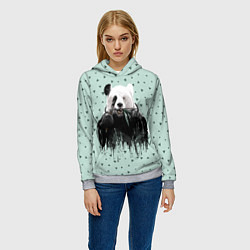 Толстовка-худи женская Панда-художник, цвет: 3D-меланж — фото 2
