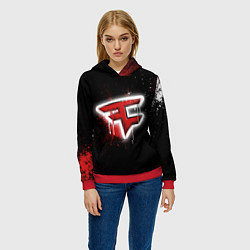 Толстовка-худи женская FaZe Clan: Black collection, цвет: 3D-красный — фото 2